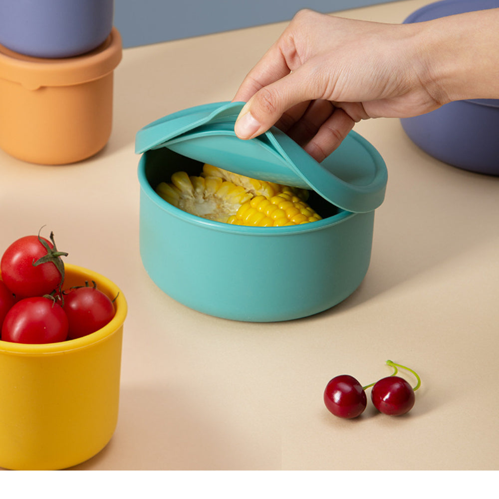 Läckagesäker silikon-bentolåda för barn – Fri från BPA och kemiska färger, tål mikrovågsugn och diskmaskin!