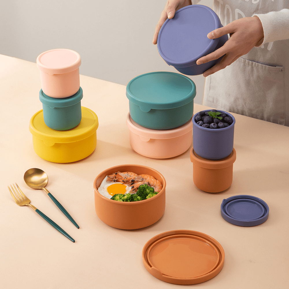 Läckagesäker silikon-bentolåda för barn – Fri från BPA och kemiska färger, tål mikrovågsugn och diskmaskin!